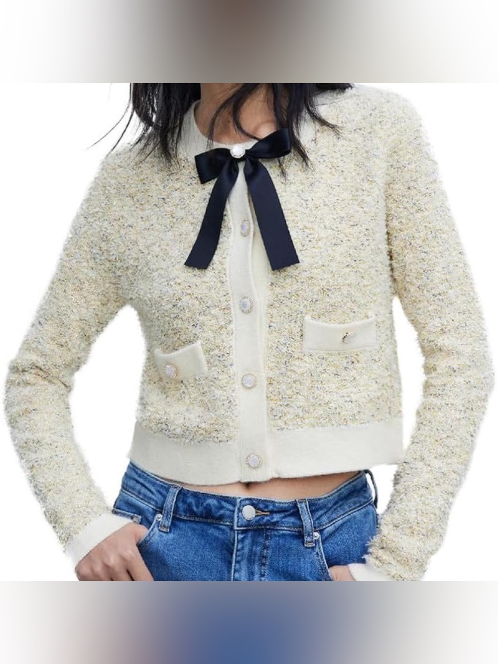 Urban Revivo Fashion Cropped Bow Cardigan size XS